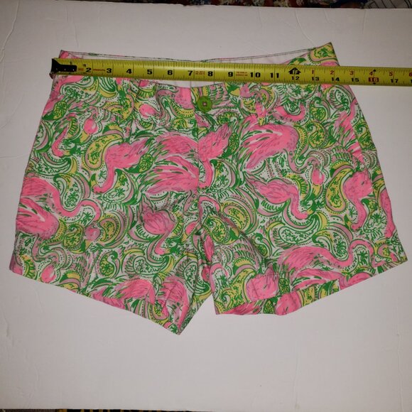 Lilly Pulitzer Callahan Shorts Size 00 Pink Green Flamingos Hot Wings Resort - Picture 11 of 12
